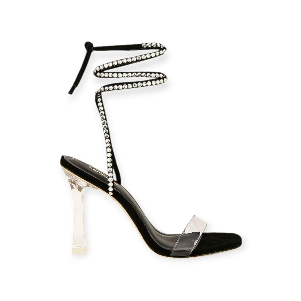 Larroude‎ The Gloria Disco Ankle Tie Sandal In Black